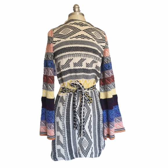 Free People Patchwork Sweater Dress in Cream Multi Combo Sz XS - Picture 3 of 14